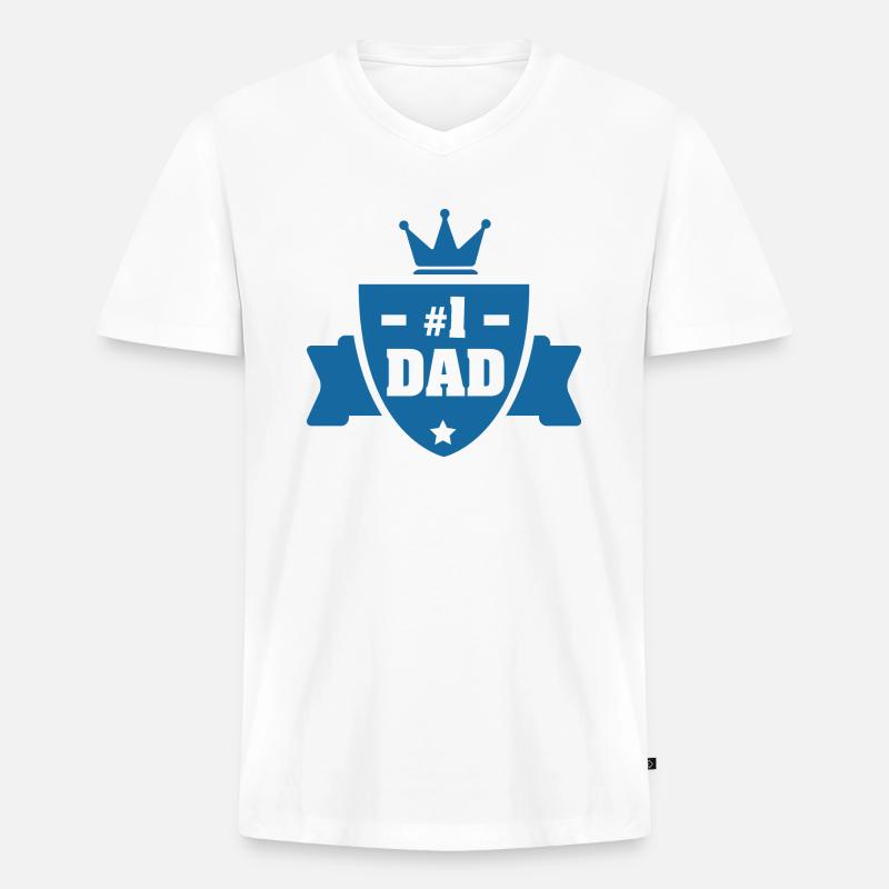 Vater Nummer eins - Männer Premium Bio T-Shirt mit V-Ausschnitt - Weiß