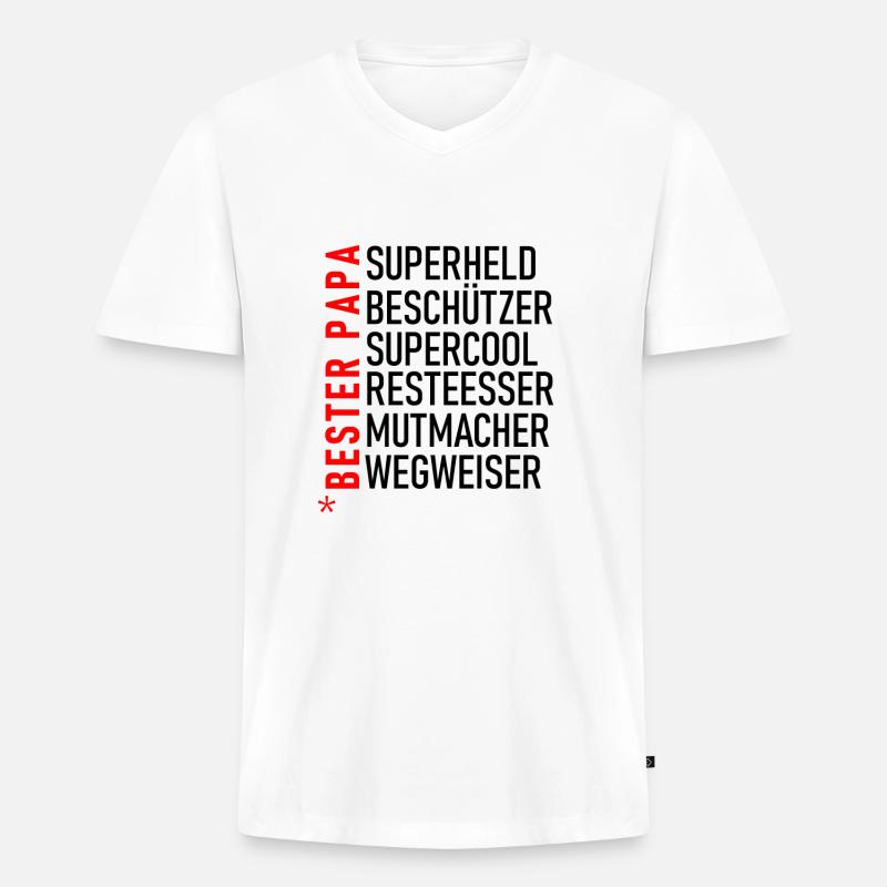 Bester Papa - Männer Premium Bio T-Shirt mit V-Ausschnitt - Weiß