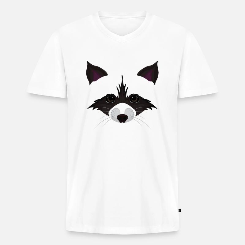 Süßes Waschbär Gesicht - Männer Premium Bio T-Shirt mit V-Ausschnitt - Weiß