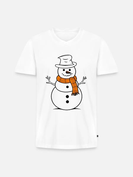 Snowman Winter - Men's Premium Organic T-shirt with V-neck - white