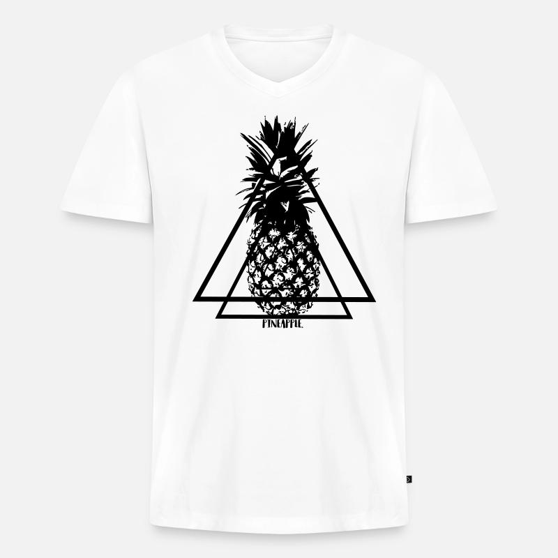 Pineapple - Männer Premium Bio T-Shirt mit V-Ausschnitt - Weiß