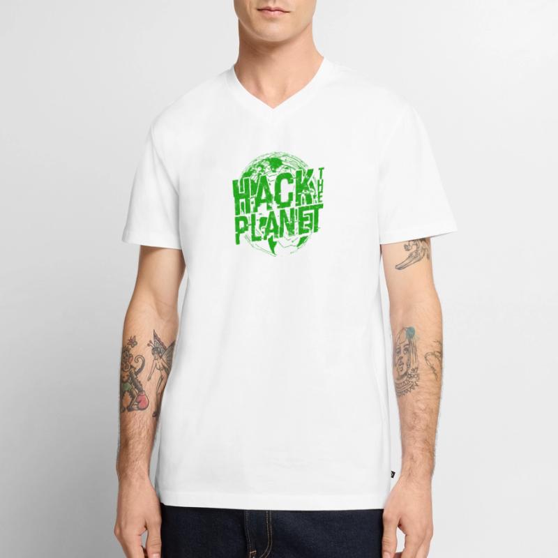 Hack the Planet Software Developer - Men's Premium Organic T-shirt with V-neck