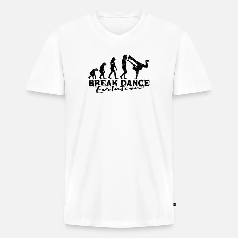 Break Dance Evolution - Breakdance - Männer Premium Bio T-Shirt mit V-Ausschnitt - Weiß