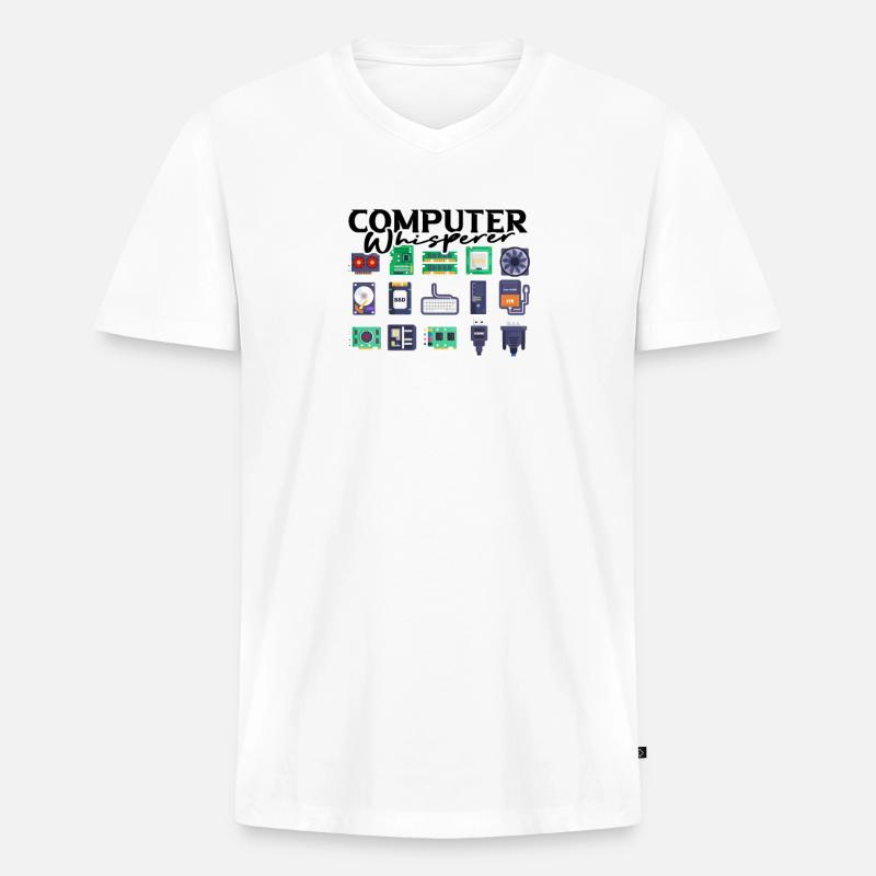 Computer Whisperer - Datenanalyst - Männer Premium Bio T-Shirt mit V-Ausschnitt - Weiß