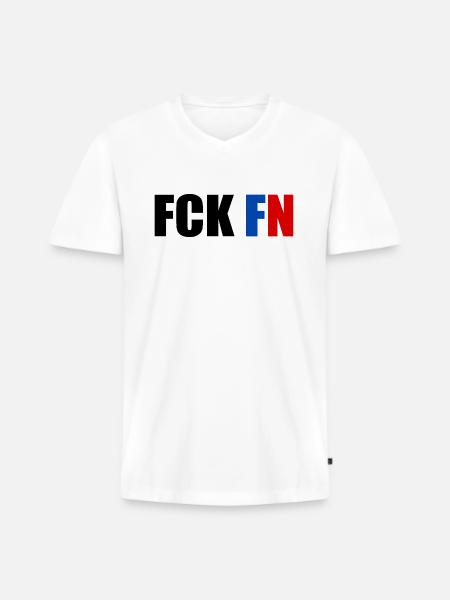 Fck fn - Männer Premium Bio T-Shirt mit V-Ausschnitt - Weiß