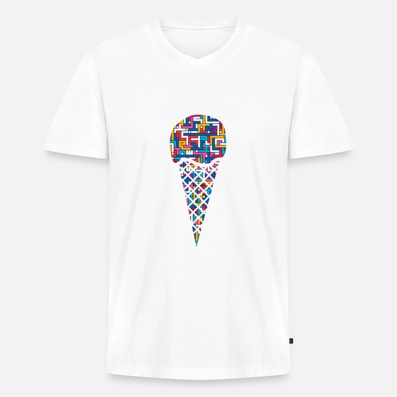 Eis Eiskugel Eiswaffel - Männer Premium Bio T-Shirt mit V-Ausschnitt - Weiß