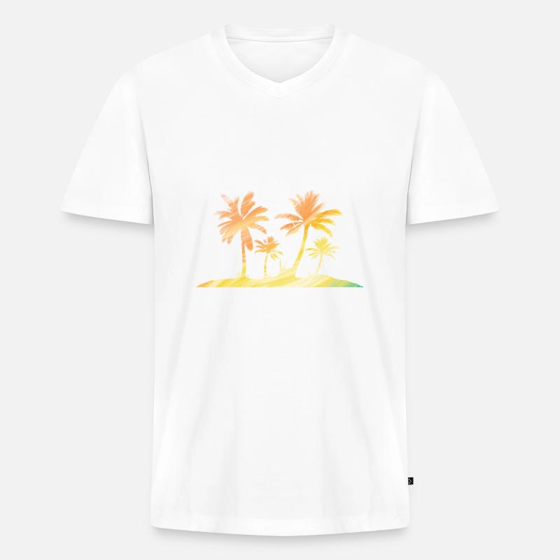 Einsame Insel Regenbogen Bunt - Männer Premium Bio T-Shirt mit V-Ausschnitt - Weiß