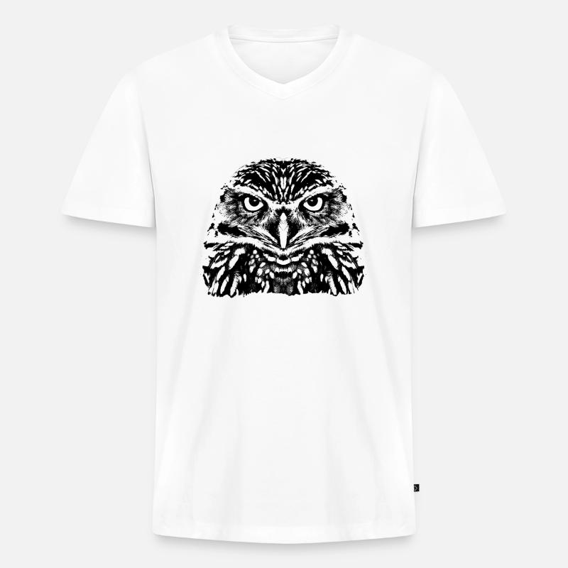 Die Eule / The Owl - Männer Premium Bio T-Shirt mit V-Ausschnitt - Weiß