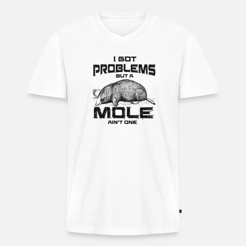 Mole - Männer Premium Bio T-Shirt mit V-Ausschnitt - Weiß