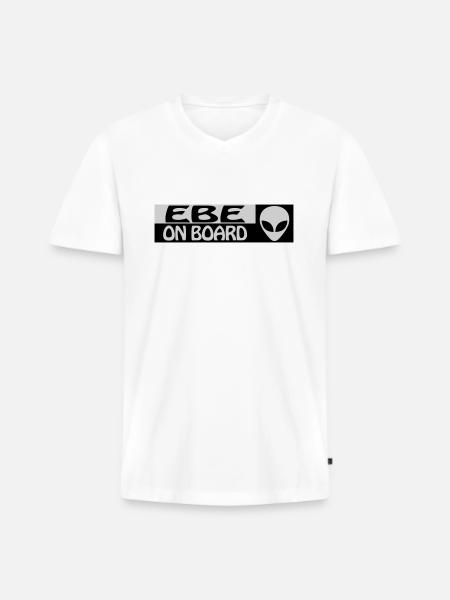 EBE ON BOARD - Men's Premium Organic T-shirt with V-neck - white