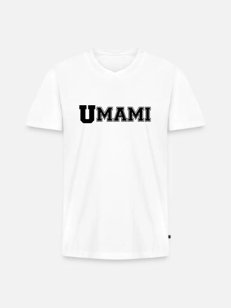 UMAMI COLLEGE - Men's Premium Organic T-shirt with V-neck - white