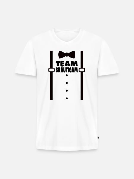 Junggesellenabschied Polterabend Team Bräutigam - Männer Premium Bio T-Shirt mit V-Ausschnitt - Weiß
