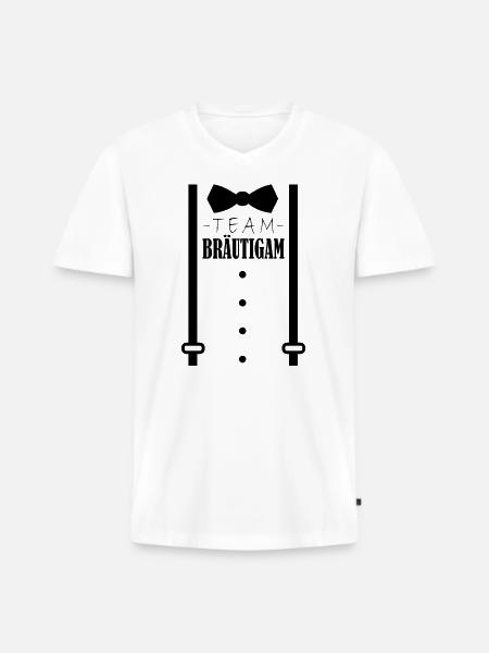 Junggesellenabschied Polterabend Team Bräutigam - Männer Premium Bio T-Shirt mit V-Ausschnitt - Weiß