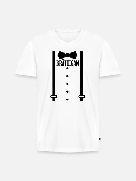 Junggesellenabschied Polterabend Team Bräutigam - Männer Premium Bio T-Shirt mit V-Ausschnitt - Weiß