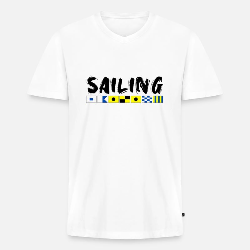 Code du drapeau - T-shirt encolure en V Premium bio Homme - blanc