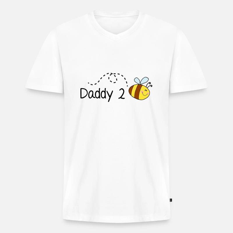 Papa 2 Biene - Männer Premium Bio T-Shirt mit V-Ausschnitt - Weiß