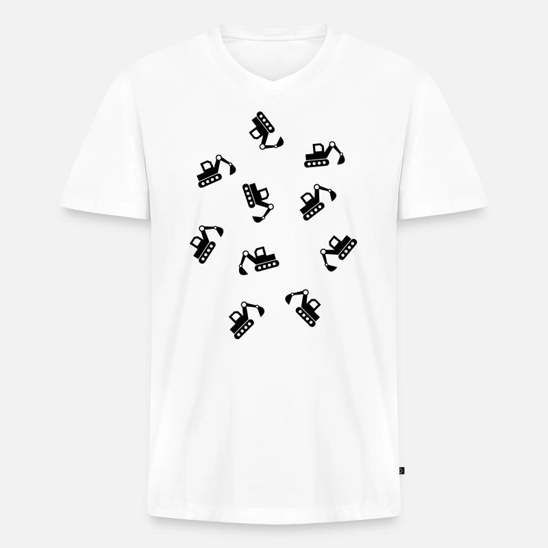 viele Bagger Baustelle Bauarbeiter Baggerfahrer - Männer Premium Bio T-Shirt mit V-Ausschnitt - Weiß