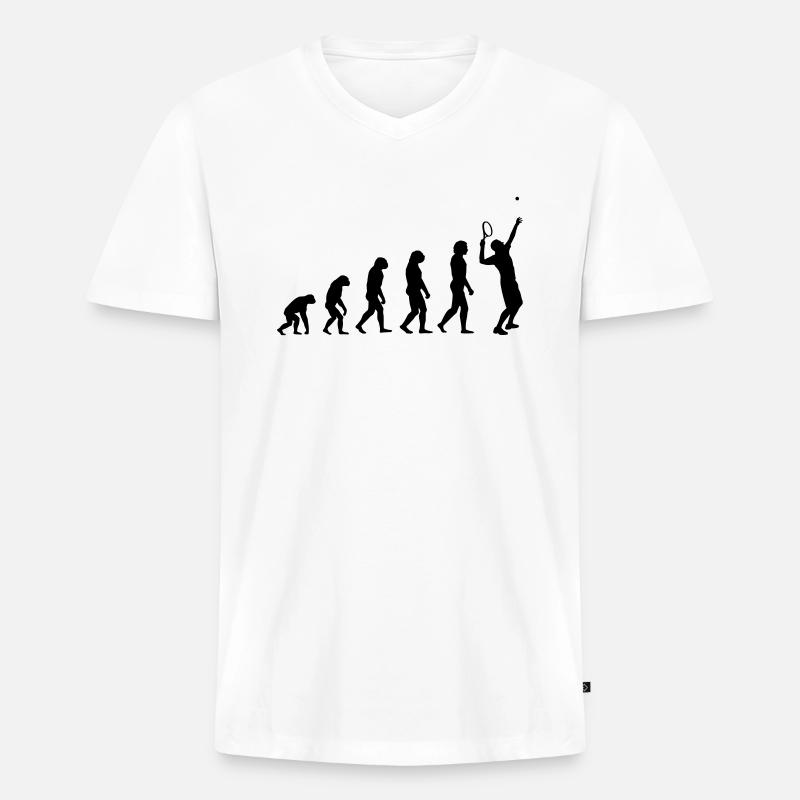 Evolution Tennis - Männer Premium Bio T-Shirt mit V-Ausschnitt - Weiß