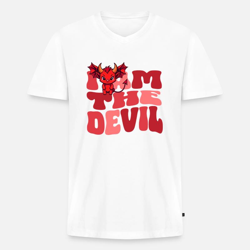 Teufel Devil böse Hausdrachen Ehefrau - Männer Premium Bio T-Shirt mit V-Ausschnitt - Weiß