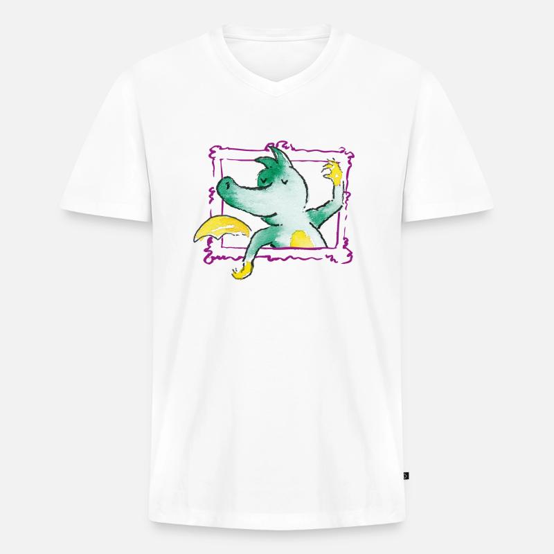 TABALUGA Mit Bilderrahmen Lila - Männer Premium Bio T-Shirt mit V-Ausschnitt - Weiß