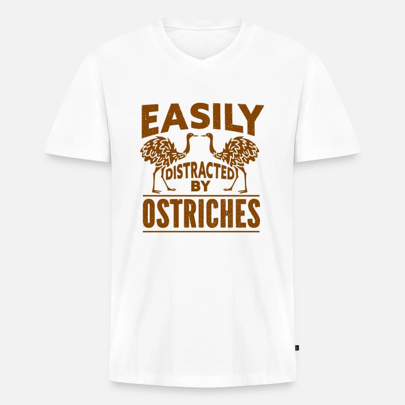Strauß - Tiere - Männer Premium Bio T-Shirt mit V-Ausschnitt - Weiß