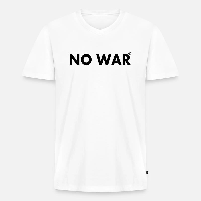 No war - Männer Premium Bio T-Shirt mit V-Ausschnitt - Weiß
