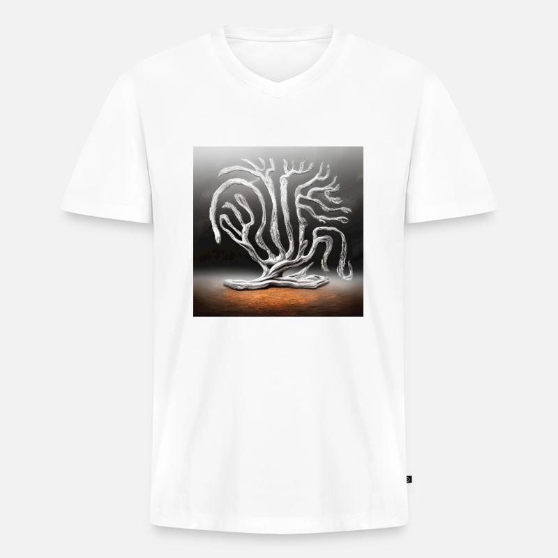 Alter Baum vom Blitz getroffen - Männer Premium Bio T-Shirt mit V-Ausschnitt - Weiß