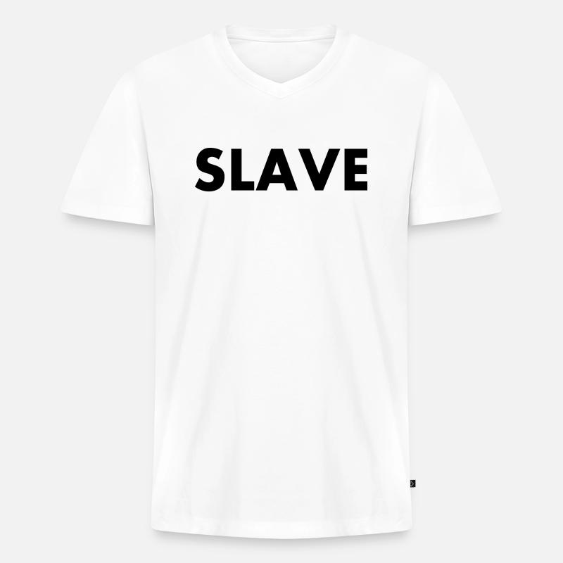 Slave - Männer Premium Bio T-Shirt mit V-Ausschnitt - Weiß