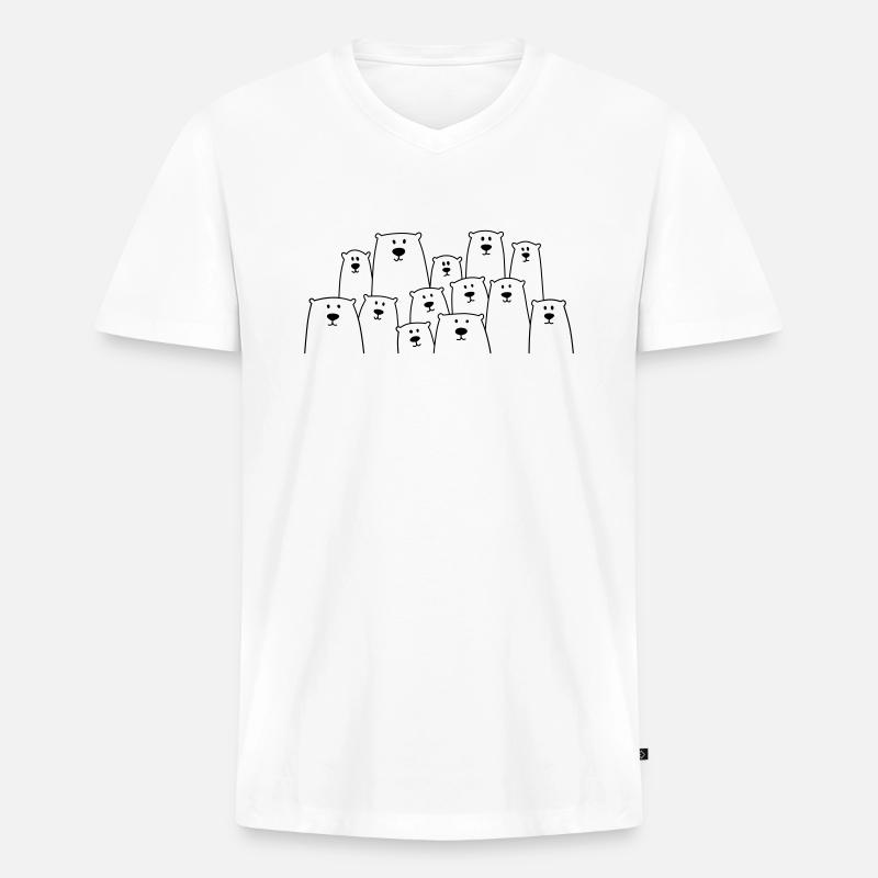 Lustige Eisbären oder Bären - Männer Premium Bio T-Shirt mit V-Ausschnitt - Weiß