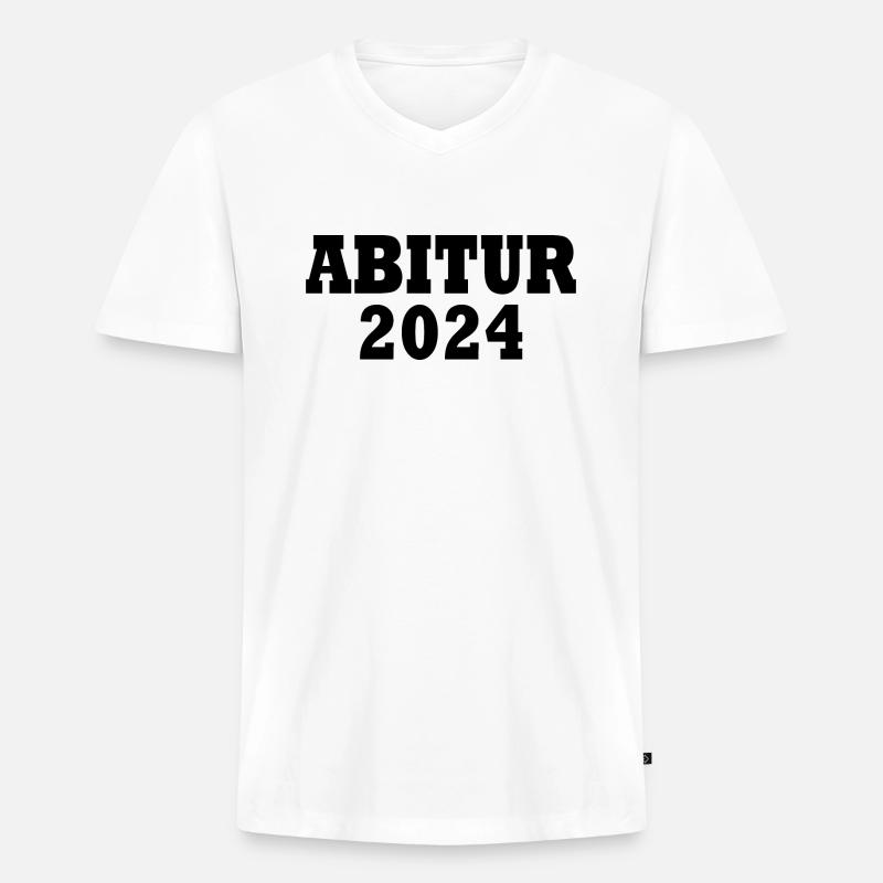 Abitur 2024 - Männer Premium Bio T-Shirt mit V-Ausschnitt - Weiß
