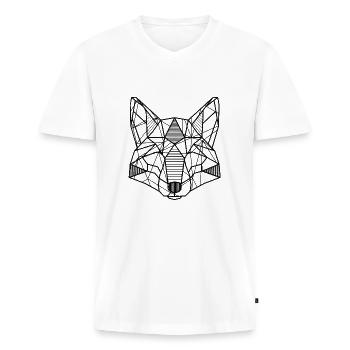 Origami Wolf - Männer Premium Bio T-Shirt mit V-Ausschnitt - Weiß - Vorne - Nico (187cm)