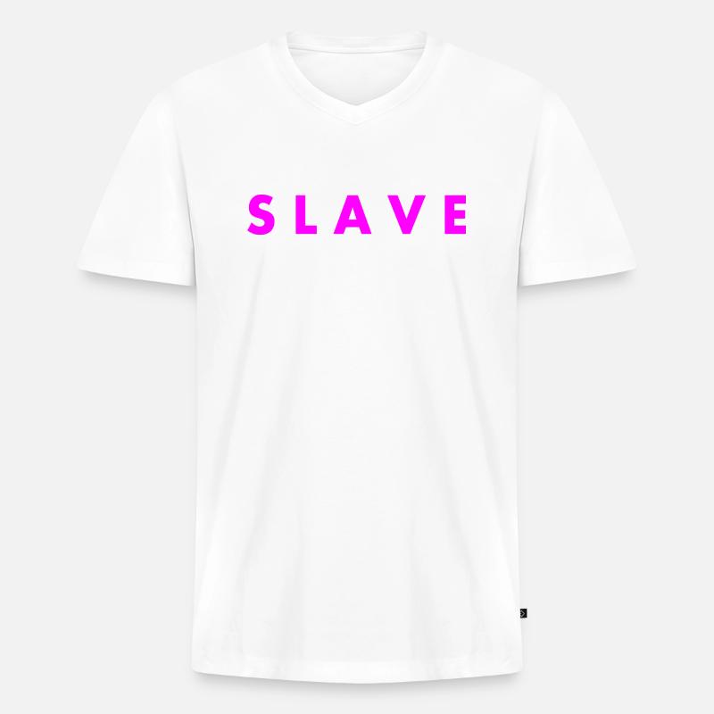 Slave - Männer Premium Bio T-Shirt mit V-Ausschnitt - Weiß
