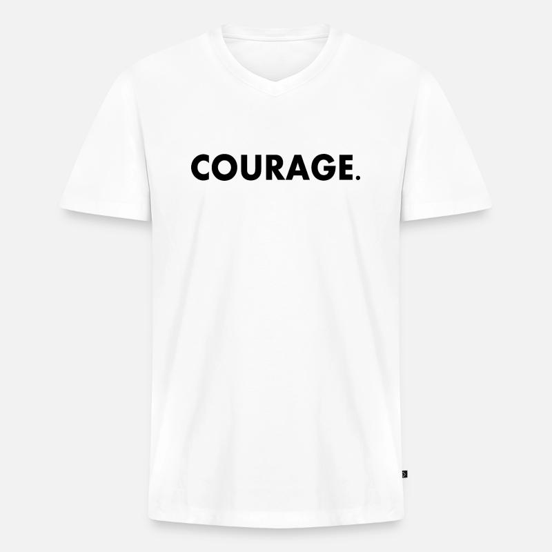 Courage - Männer Premium Bio T-Shirt mit V-Ausschnitt - Weiß