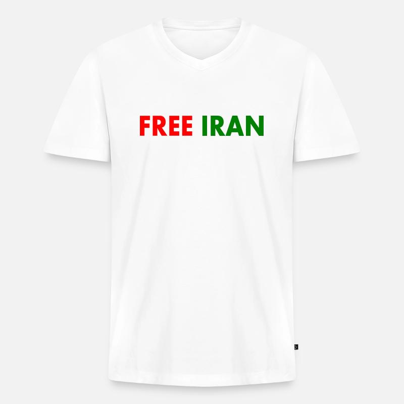 Free iran - Männer Premium Bio T-Shirt mit V-Ausschnitt - Weiß