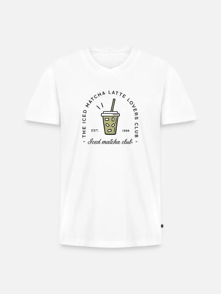 Iced matcha latte lovers - Men's Premium Organic T-shirt with V-neck - white