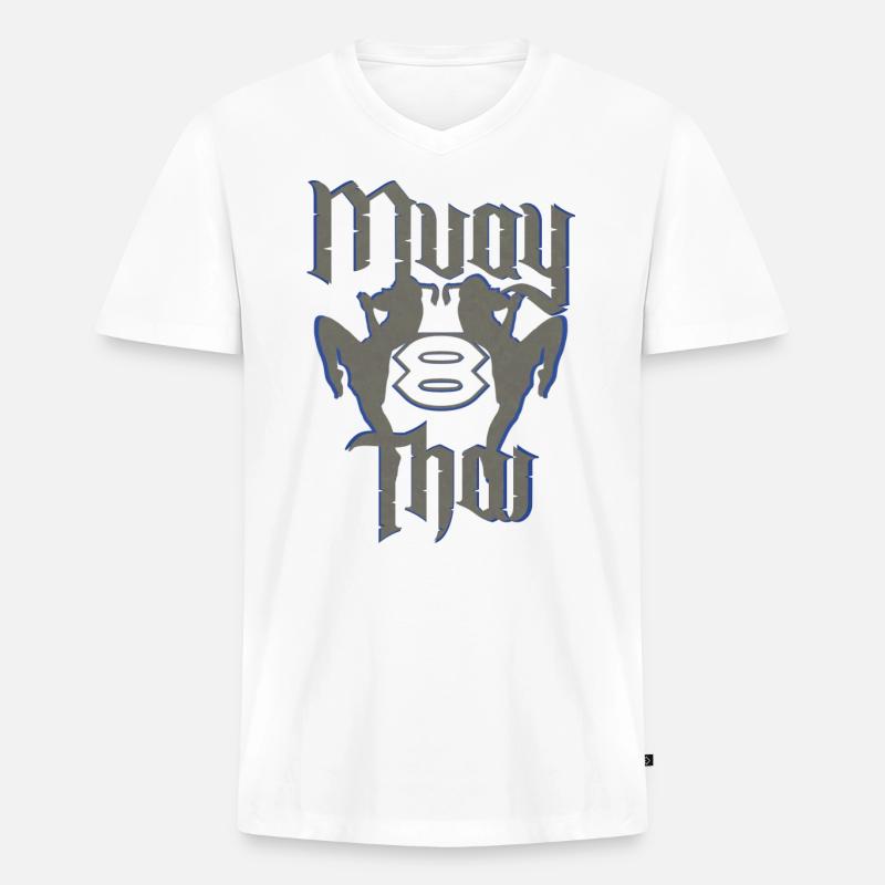 Muay Thai Kickboxen - Männer Premium Bio T-Shirt mit V-Ausschnitt - Weiß
