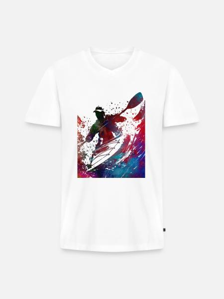 Kayaking sport art#kayaking - Men's Premium Organic T-shirt with V-neck - white