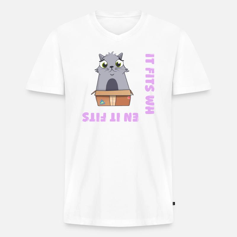 Es passt wenn es passt - Männer Premium Bio T-Shirt mit V-Ausschnitt - Weiß