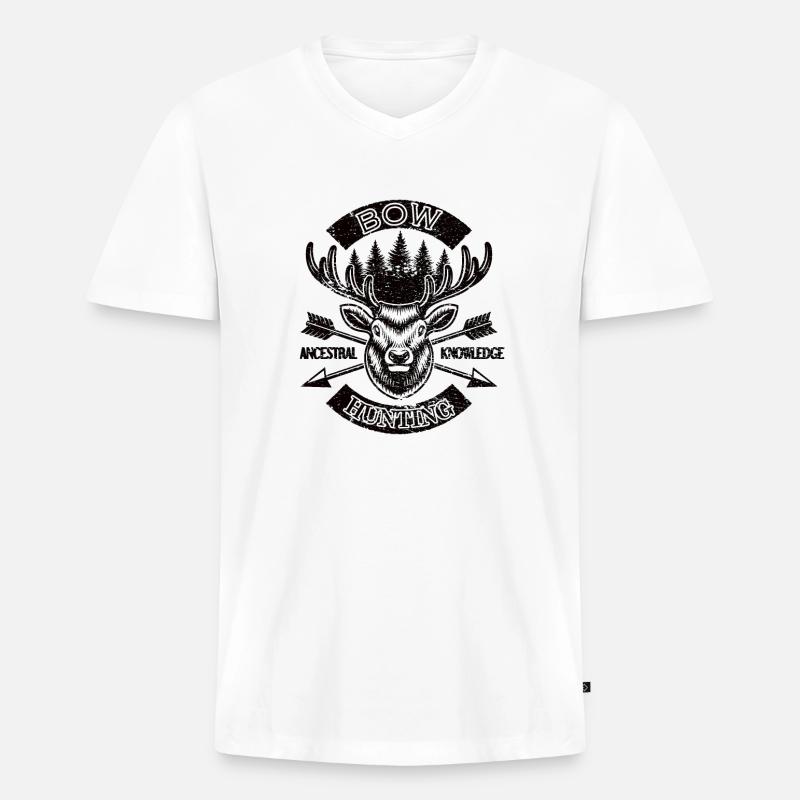 Bogenjagd Bogenschießen Jagd Bogenschütze Jäger - Männer Premium Bio T-Shirt mit V-Ausschnitt - Weiß