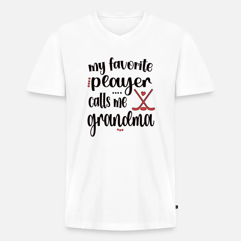 Eishockey-Großmutter Eines Eishockeyspielers - Männer Premium Bio T-Shirt mit V-Ausschnitt - Weiß