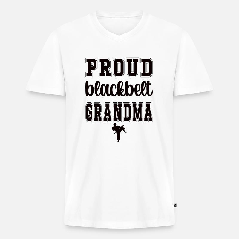 Schwarzer Gürtel Karate-Oma Karate Großmutter - Männer Premium Bio T-Shirt mit V-Ausschnitt - Weiß