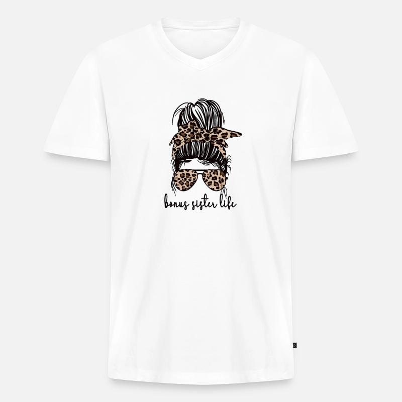 Bonus-Schwester Beste Stiefschwester Geschenk - Männer Premium Bio T-Shirt mit V-Ausschnitt - Weiß