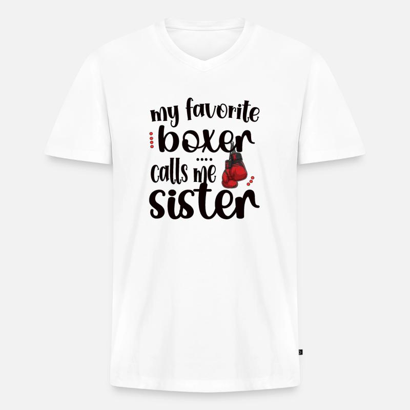 Boxschwester Stolze Box-Schwester Boxer Geschenk - Männer Premium Bio T-Shirt mit V-Ausschnitt - Weiß