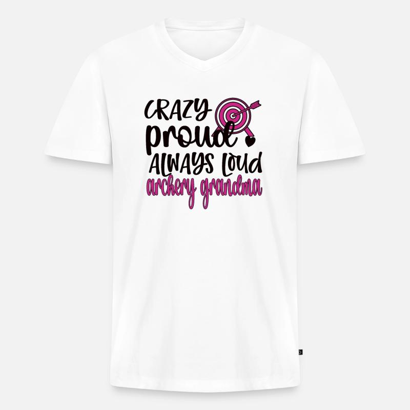 Bogenschießen-Oma Von Bogenschützen Großmutter - Männer Premium Bio T-Shirt mit V-Ausschnitt - Weiß