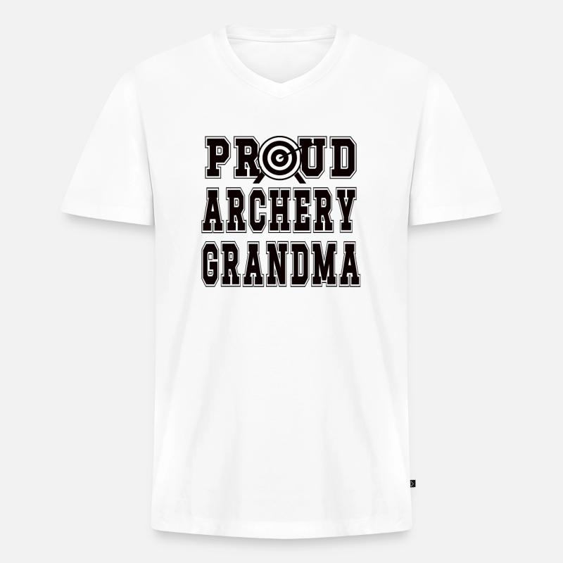 Bogenschießen-Großmutter Von Bogenschützen Oma - Männer Premium Bio T-Shirt mit V-Ausschnitt - Weiß