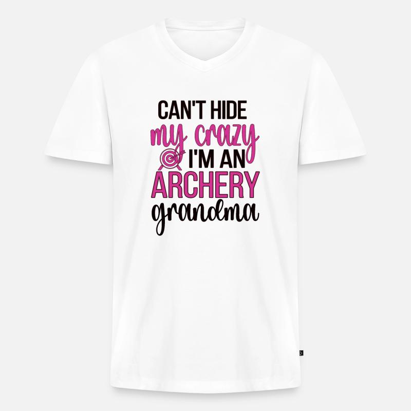 Bogenschießen-Großmutter Von Bogenschützen Oma - Männer Premium Bio T-Shirt mit V-Ausschnitt - Weiß