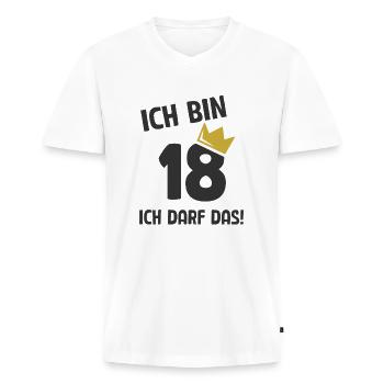 18. Geburtstag ich bin 18 Jahre ich darf das - Männer Premium Bio T-Shirt mit V-Ausschnitt - Weiß - Vorne - Nico (187cm)