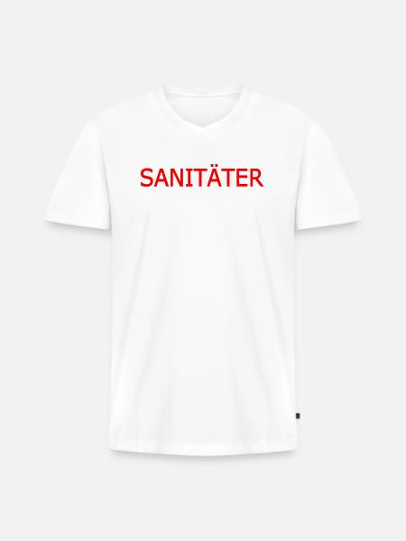 sanitäter - Männer Premium Bio T-Shirt mit V-Ausschnitt - Weiß