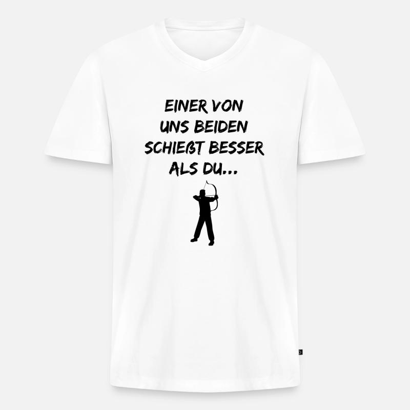 Bogenschießen Spruch Bogenschütze Geschenk - Männer Premium Bio T-Shirt mit V-Ausschnitt - Weiß