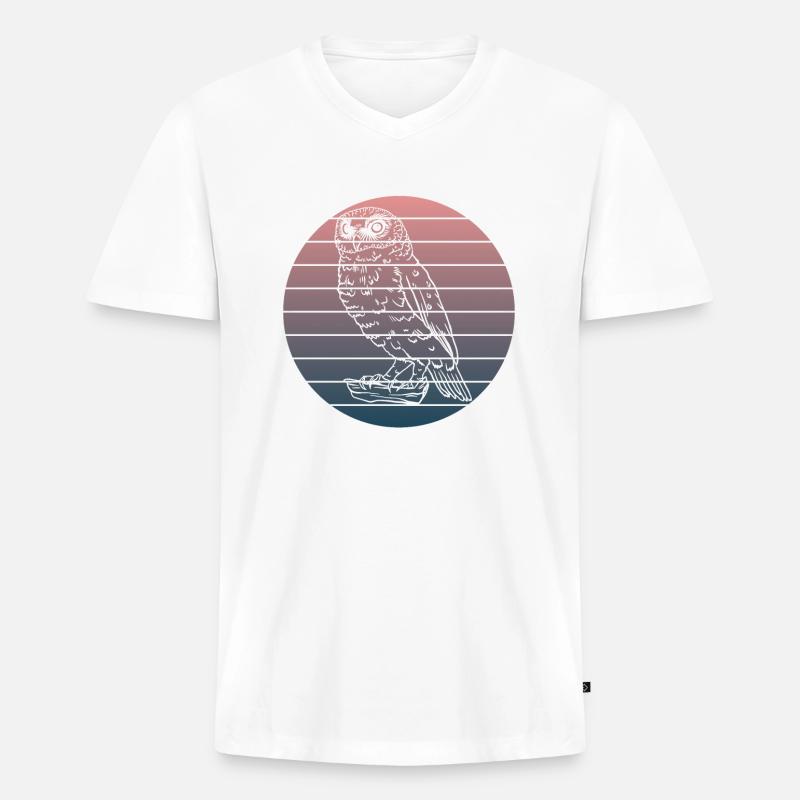 Einfach Eule - Männer Premium Bio T-Shirt mit V-Ausschnitt - Weiß